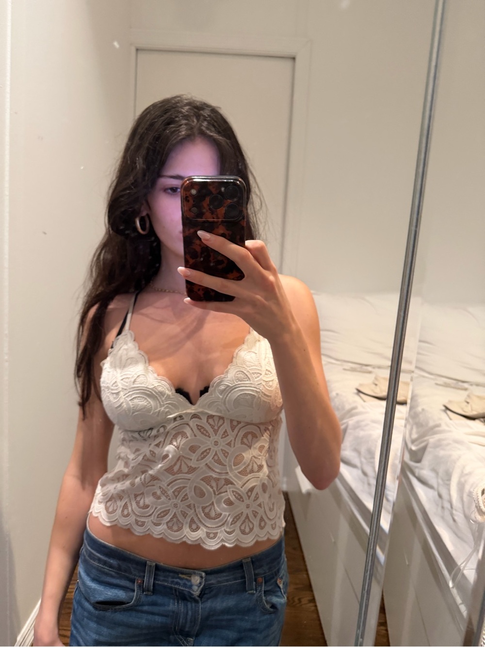 Aerie Ivory Lace Crochet Bralette Cami